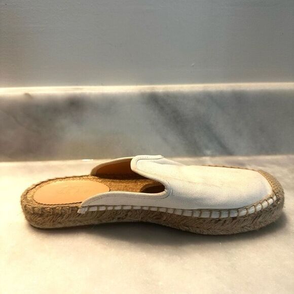 J. Crew Canvas Jute Sole Notched Espadrille Slip-on Mules Ivory White Size 7.5 - Picture 3 of 7